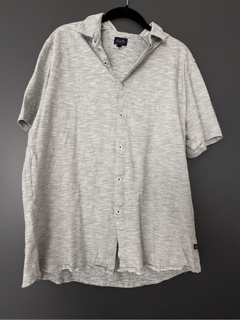 Good Man Brand Short-Sleeve Stripe Button-Down Shirt - Light Gray